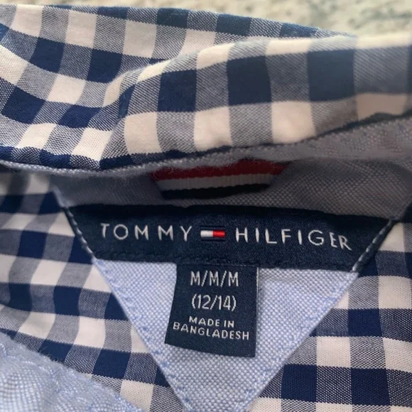 Tommy Hilfiger boy dress shirt long sleeve. Checkered blue and white. - Picture 2 of 3
